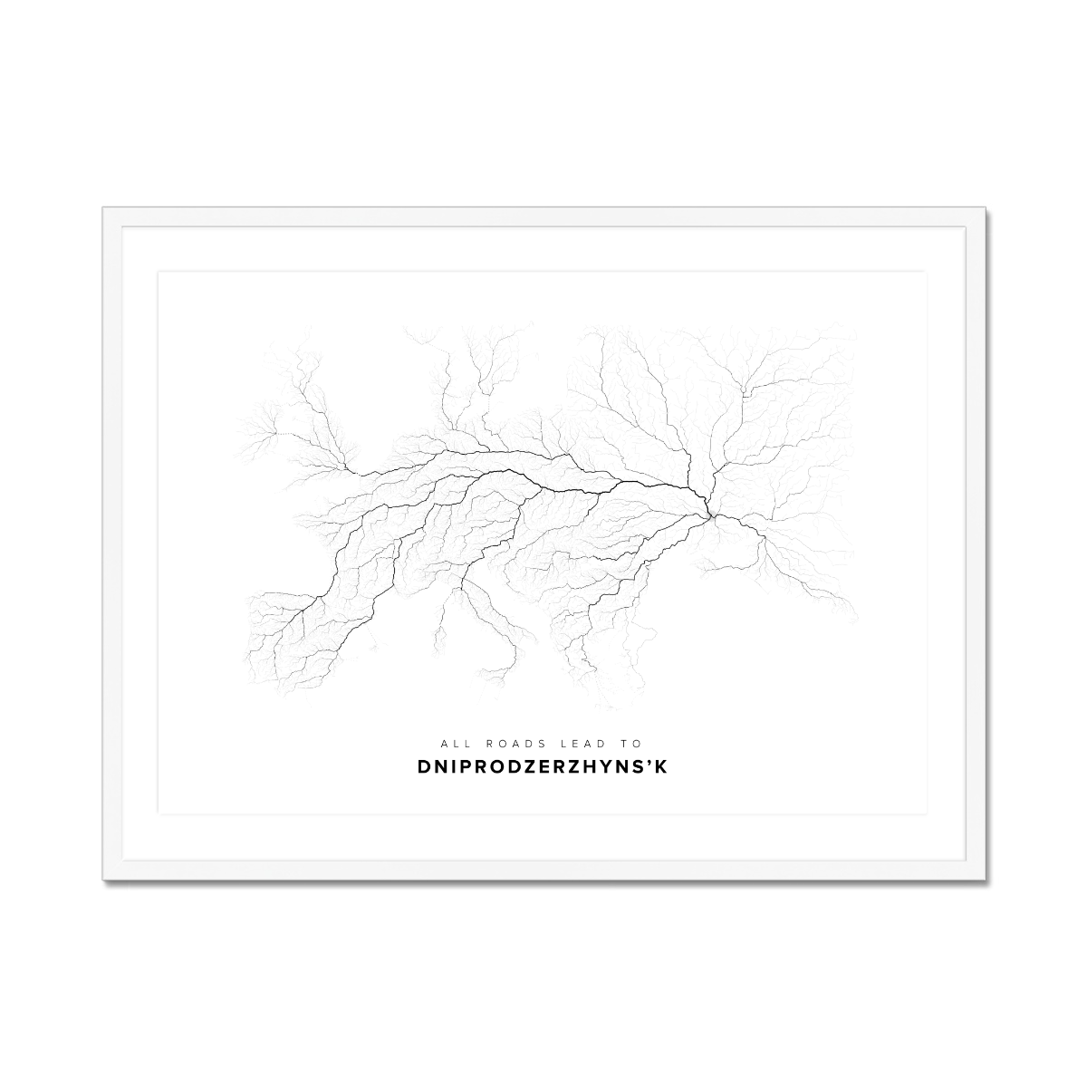 All roads lead to Dniprodzerzhyns’k (Ukraine) Fine Art Map Print