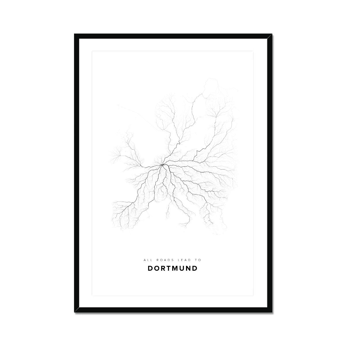 All roads lead to Dortmund (Germany) Fine Art Map Print