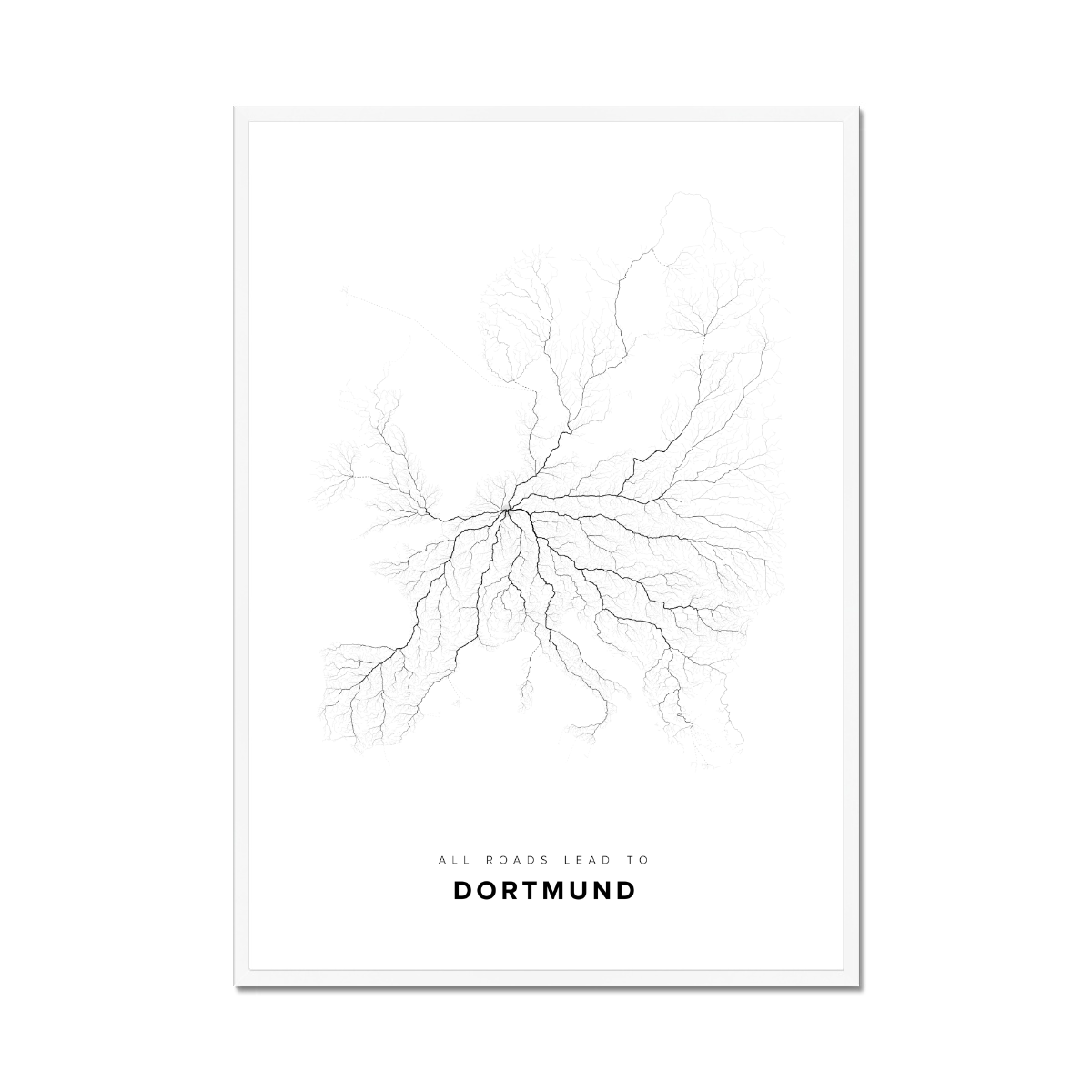 All roads lead to Dortmund (Germany) Fine Art Map Print
