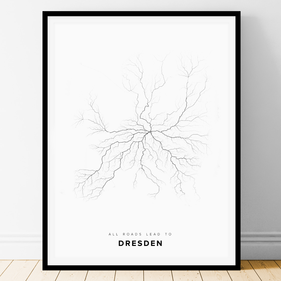 All roads lead to Dresden (Germany) Fine Art Map Print