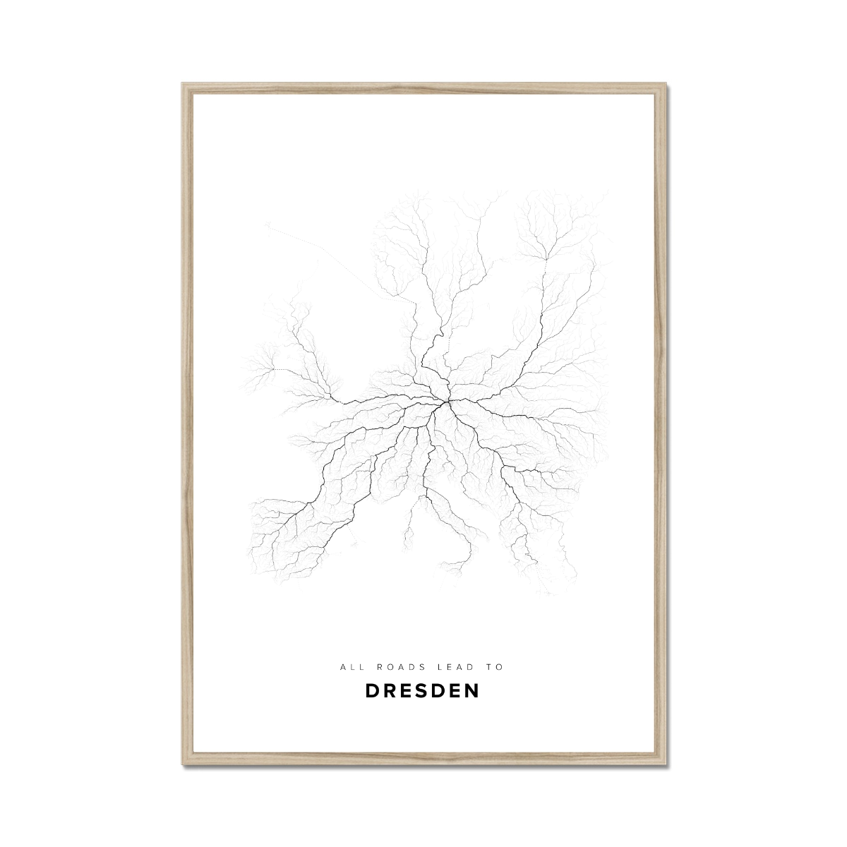 All roads lead to Dresden (Germany) Fine Art Map Print