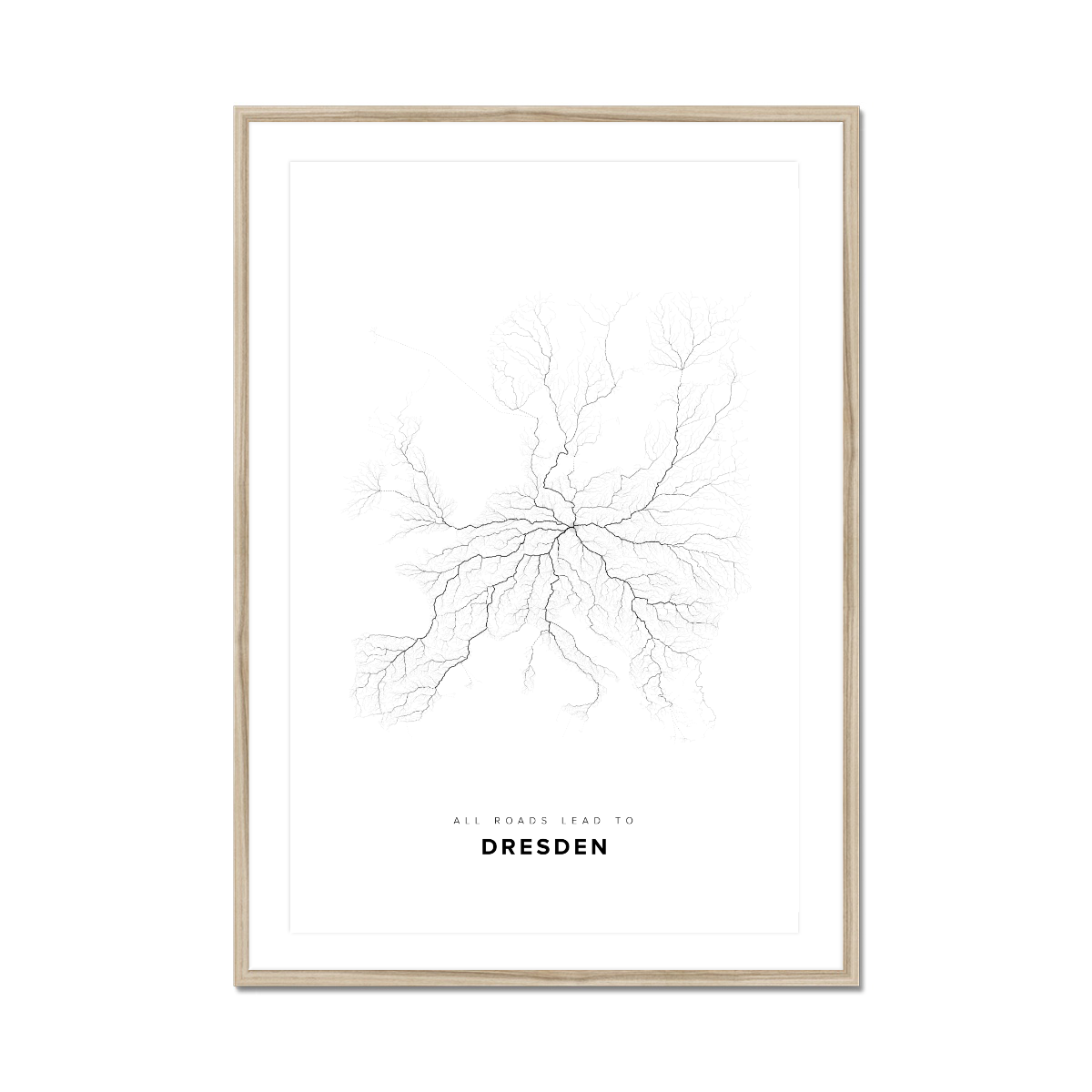 All roads lead to Dresden (Germany) Fine Art Map Print