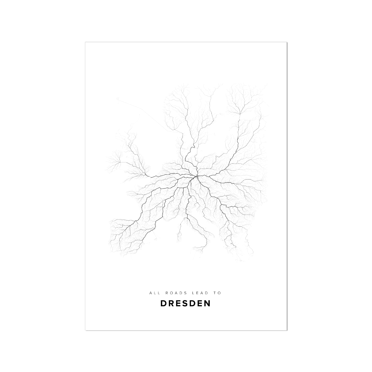 All roads lead to Dresden (Germany) Fine Art Map Print