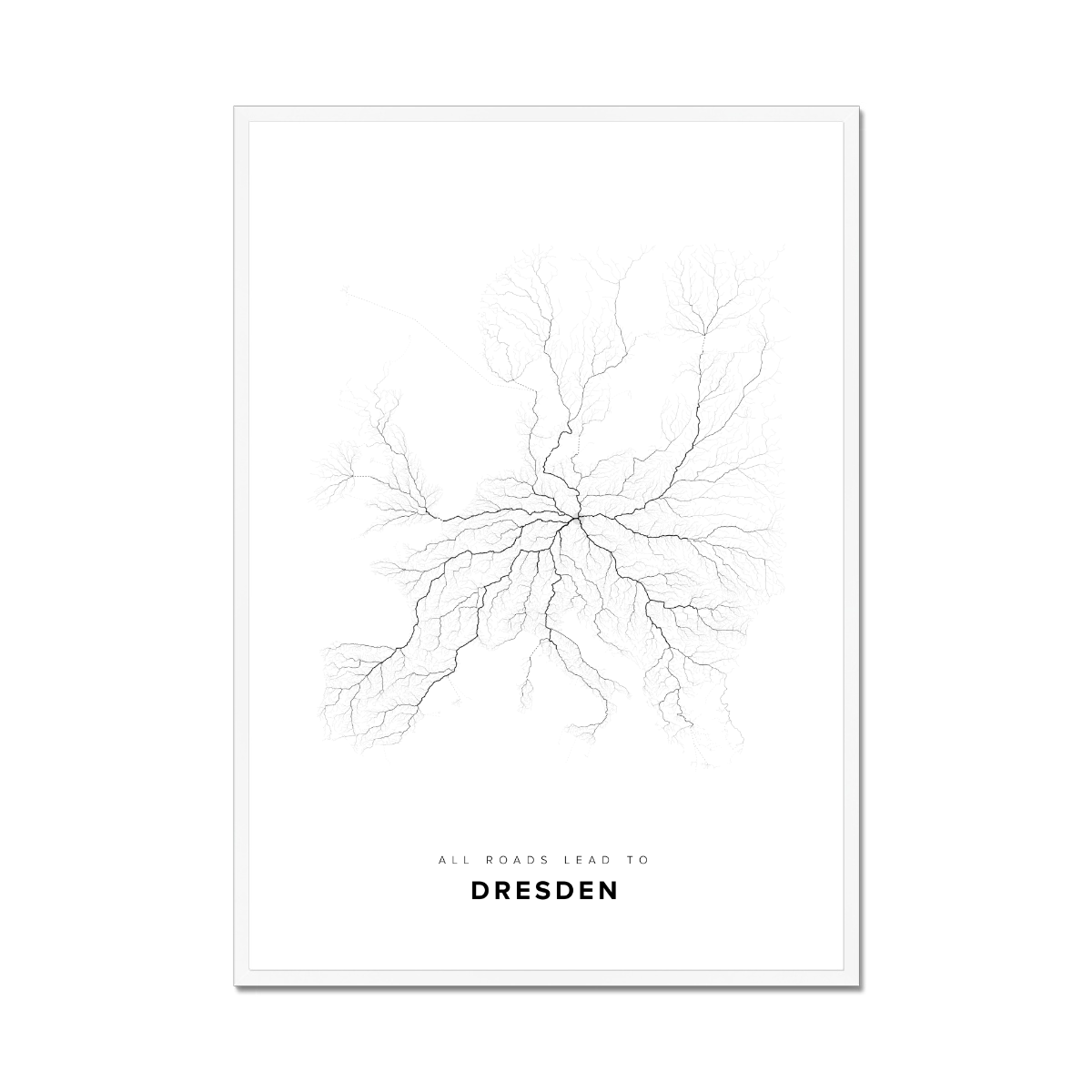 All roads lead to Dresden (Germany) Fine Art Map Print