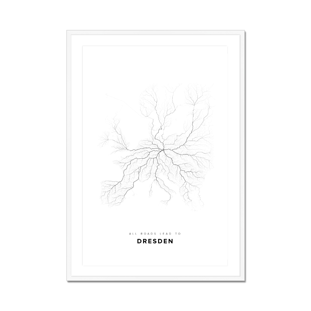 All roads lead to Dresden (Germany) Fine Art Map Print
