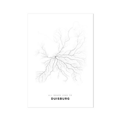 All roads lead to Duisburg (Germany) Fine Art Map Print