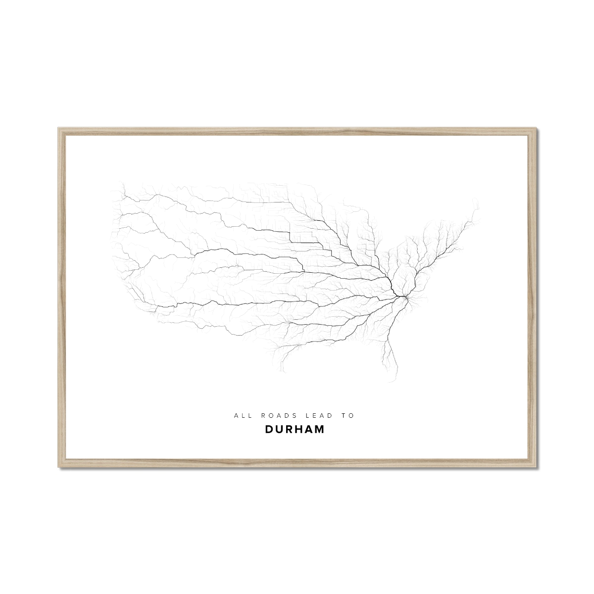 All roads lead to Durham (United States of America) Fine Art Map Print