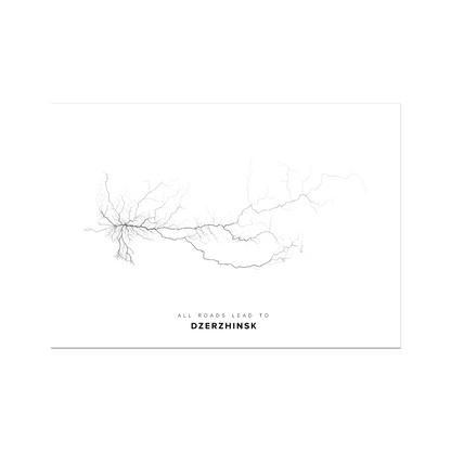 All roads lead to Dzerzhinsk (Russian Federation) Fine Art Map Print