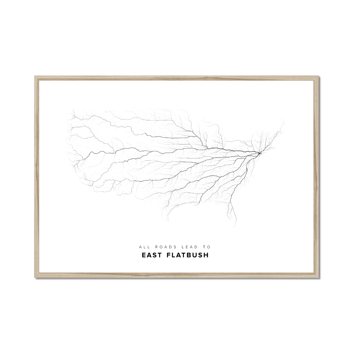 All roads lead to East Flatbush (United States of America) Fine Art Map Print