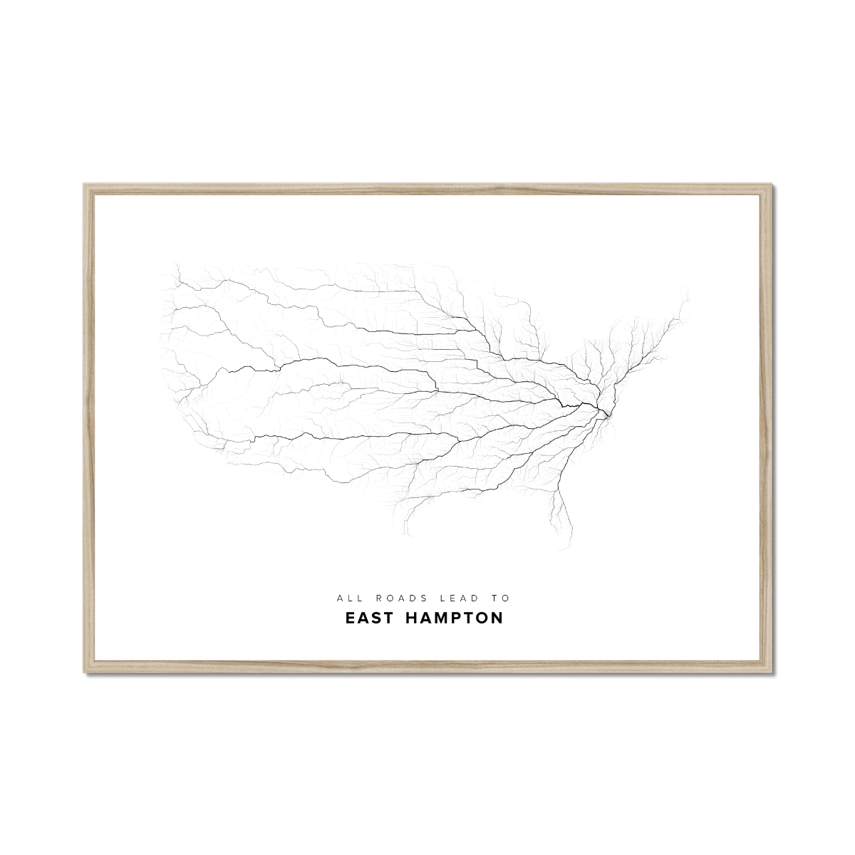 All roads lead to East Hampton (United States of America) Fine Art Map Print