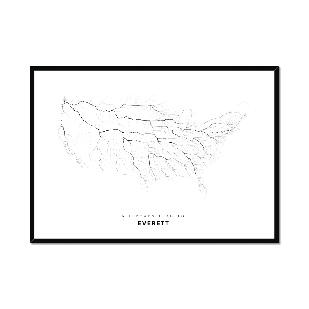 All roads lead to Everett (United States of America) Fine Art Map Print