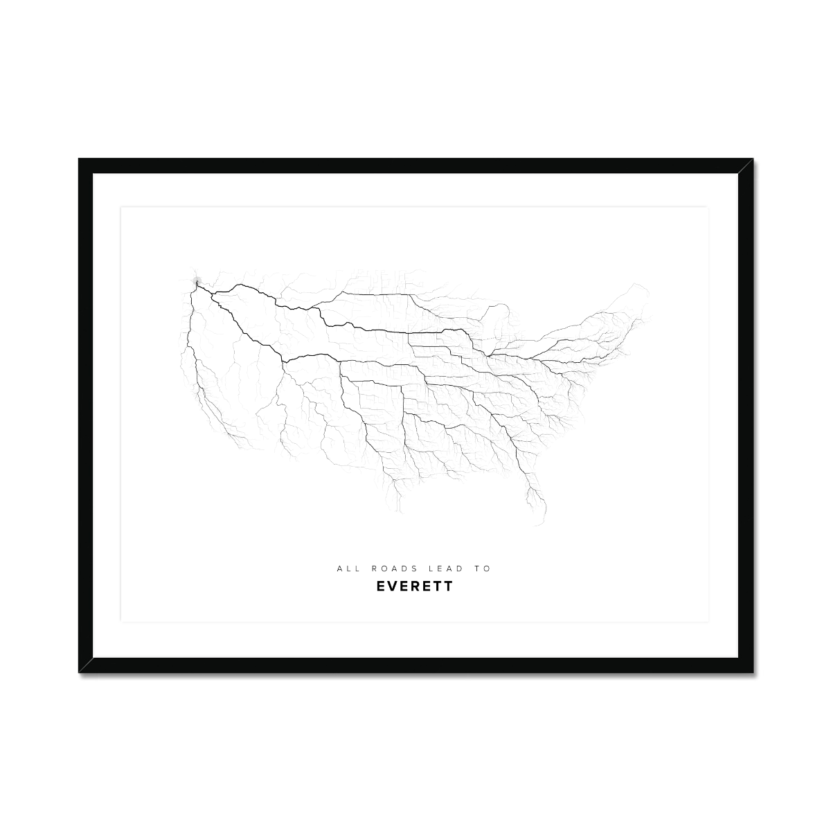 All roads lead to Everett (United States of America) Fine Art Map Print