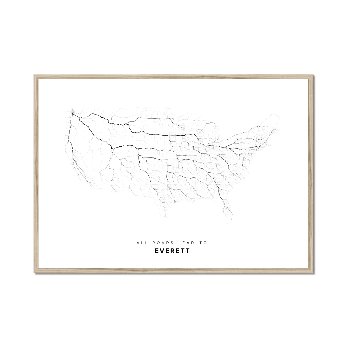 All roads lead to Everett (United States of America) Fine Art Map Print