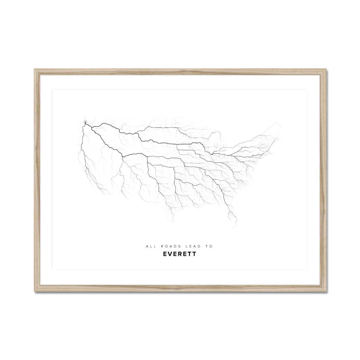 All roads lead to Everett (United States of America) Fine Art Map Print