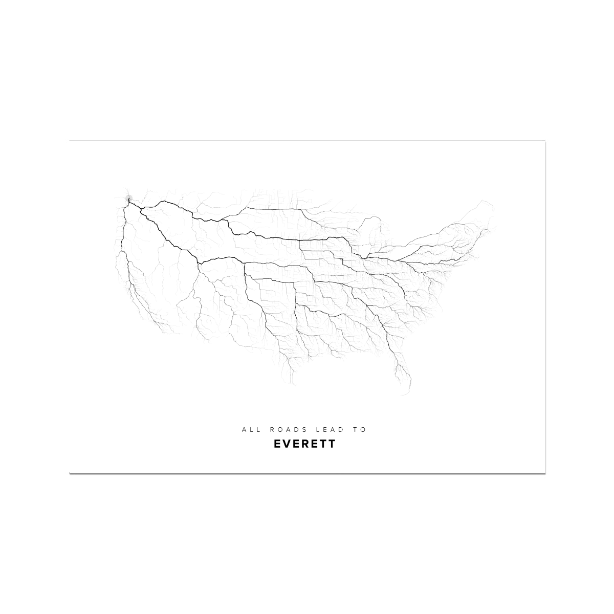 All roads lead to Everett (United States of America) Fine Art Map Print