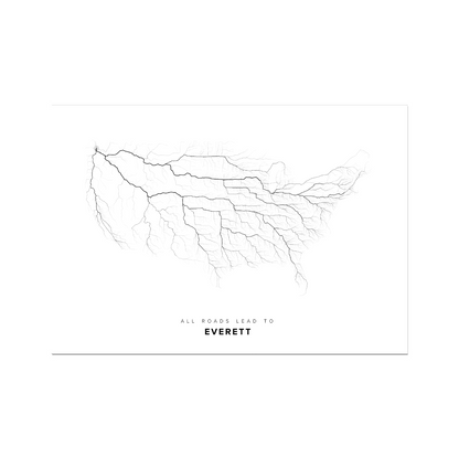 All roads lead to Everett (United States of America) Fine Art Map Print