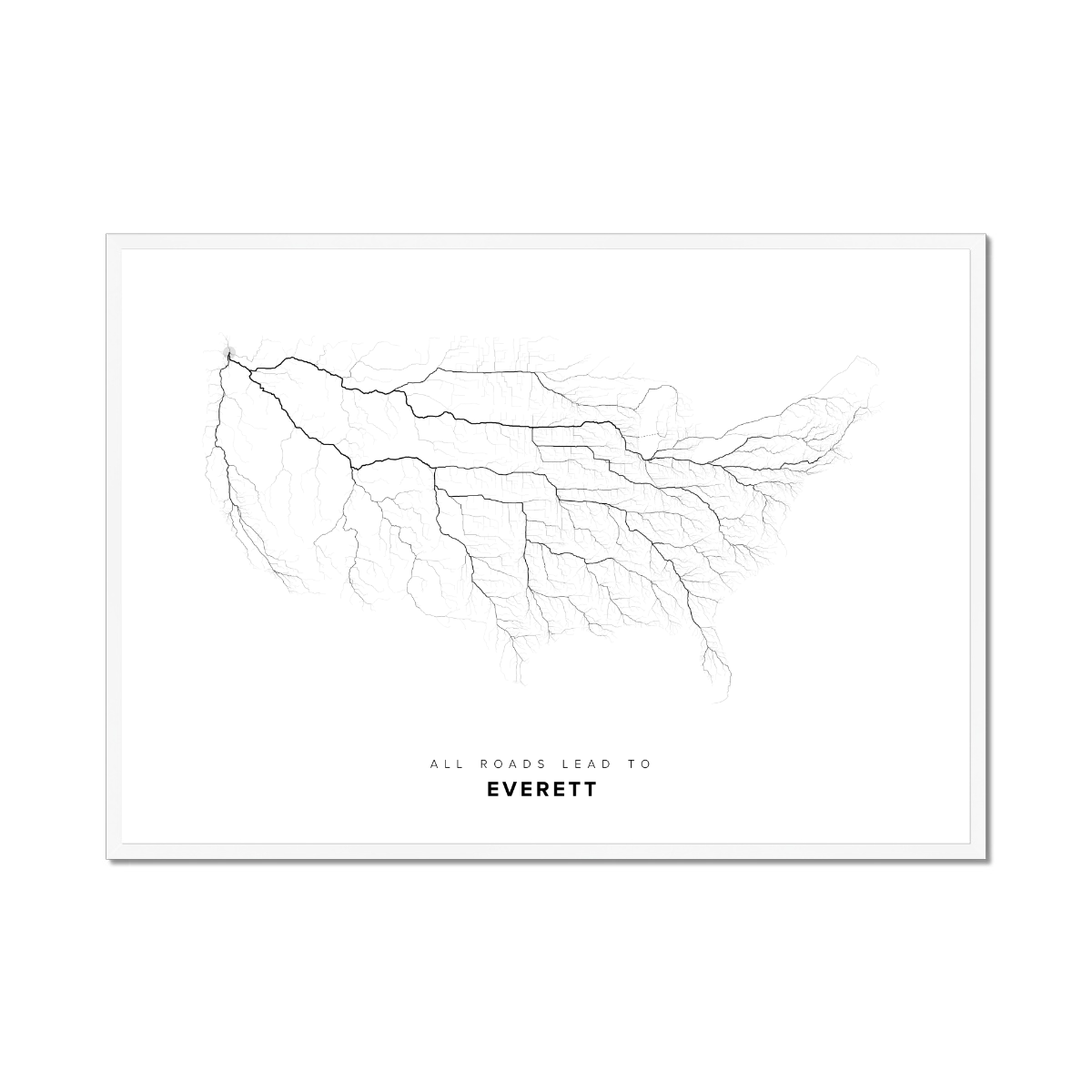 All roads lead to Everett (United States of America) Fine Art Map Print