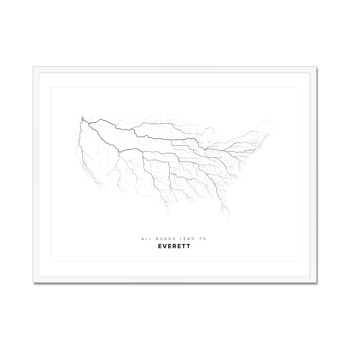 All roads lead to Everett (United States of America) Fine Art Map Print