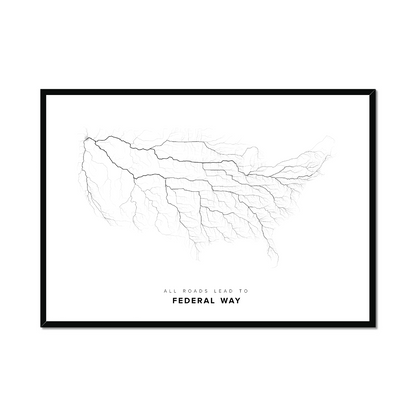 All roads lead to Federal Way (United States of America) Fine Art Map Print