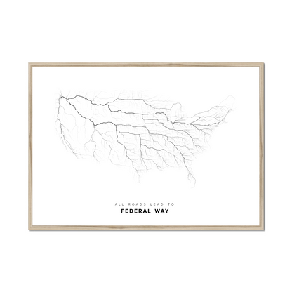 All roads lead to Federal Way (United States of America) Fine Art Map Print
