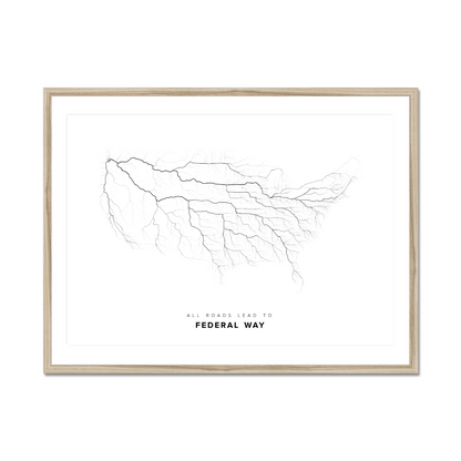 All roads lead to Federal Way (United States of America) Fine Art Map Print