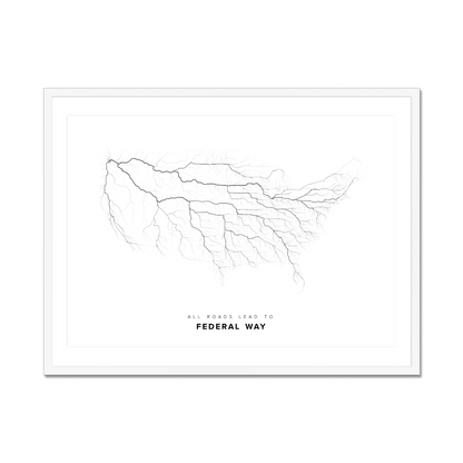 All roads lead to Federal Way (United States of America) Fine Art Map Print
