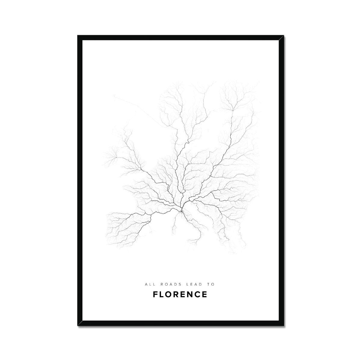All roads lead to Florence (Italy) Fine Art Map Print