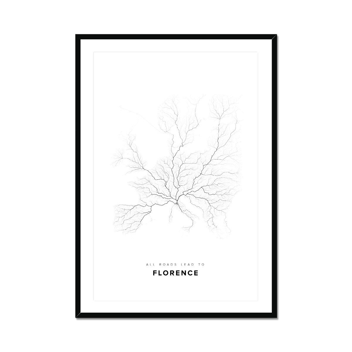 All roads lead to Florence (Italy) Fine Art Map Print