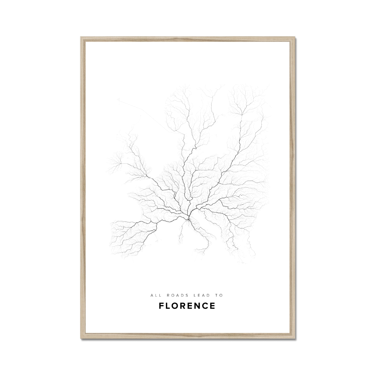 All roads lead to Florence (Italy) Fine Art Map Print