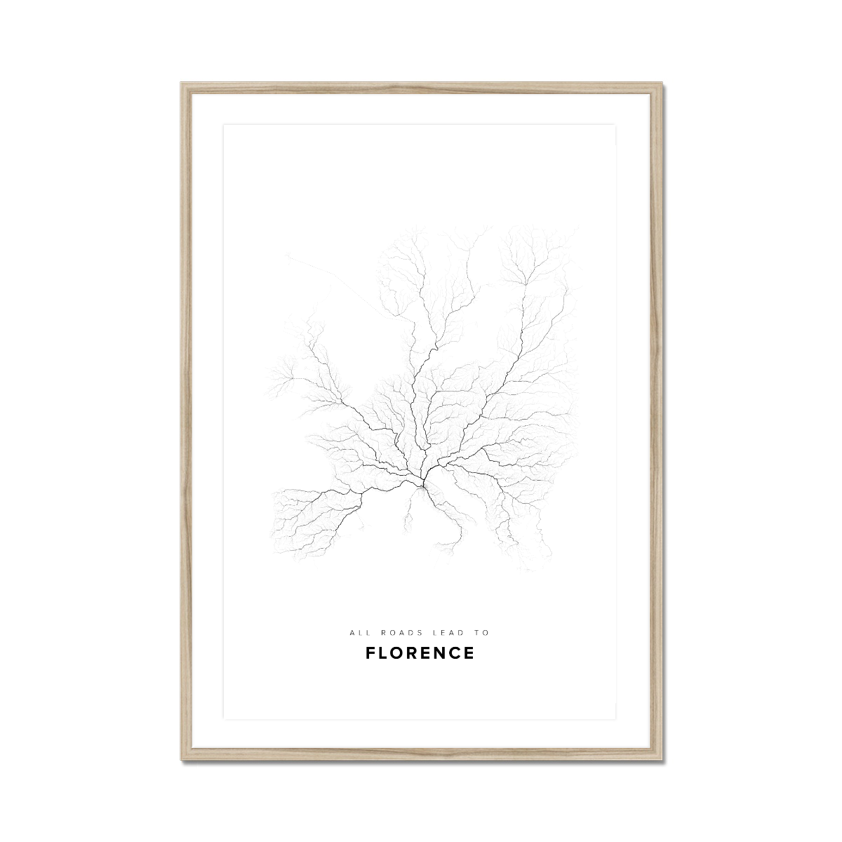All roads lead to Florence (Italy) Fine Art Map Print