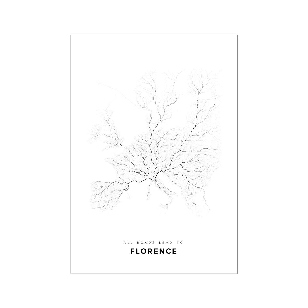 All roads lead to Florence (Italy) Fine Art Map Print