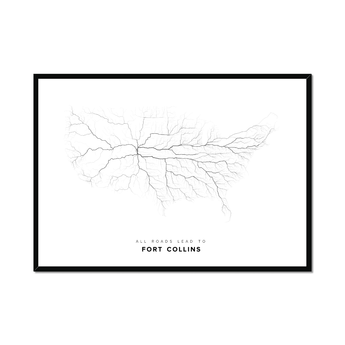 All roads lead to Fort Collins (United States of America) Fine Art Map Print