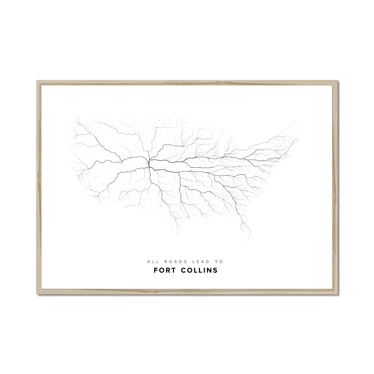 All roads lead to Fort Collins (United States of America) Fine Art Map Print
