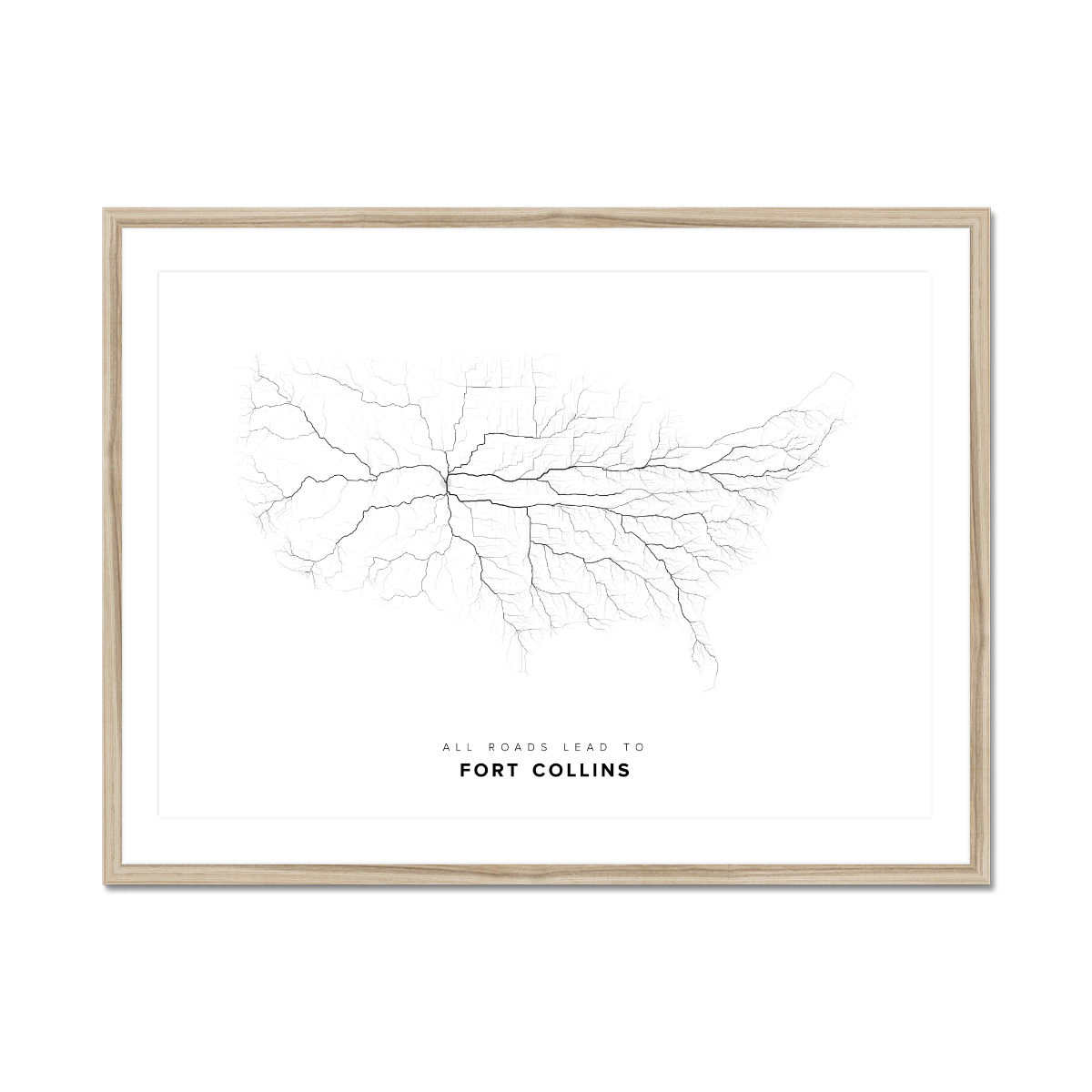 All roads lead to Fort Collins (United States of America) Fine Art Map Print