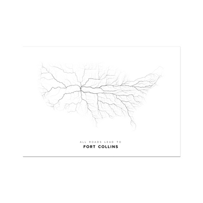 All roads lead to Fort Collins (United States of America) Fine Art Map Print
