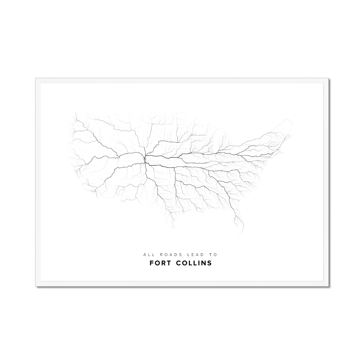 All roads lead to Fort Collins (United States of America) Fine Art Map Print