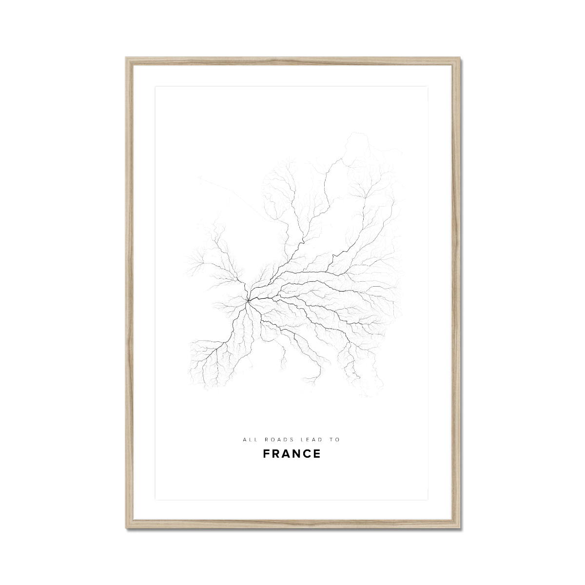 All roads lead to France Fine Art Map Print