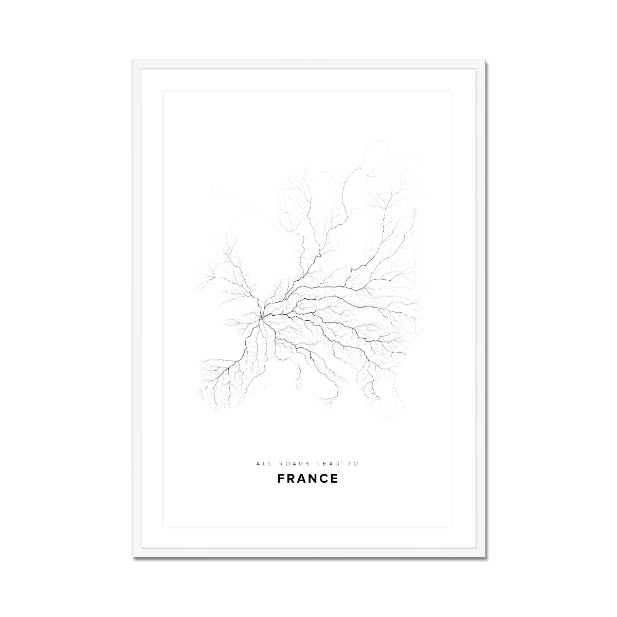 All roads lead to France Fine Art Map Print