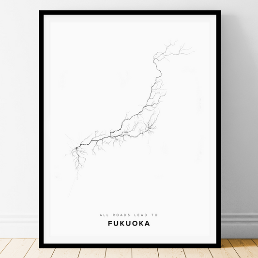 All roads lead to Fukuoka (Japan) Fine Art Map Print