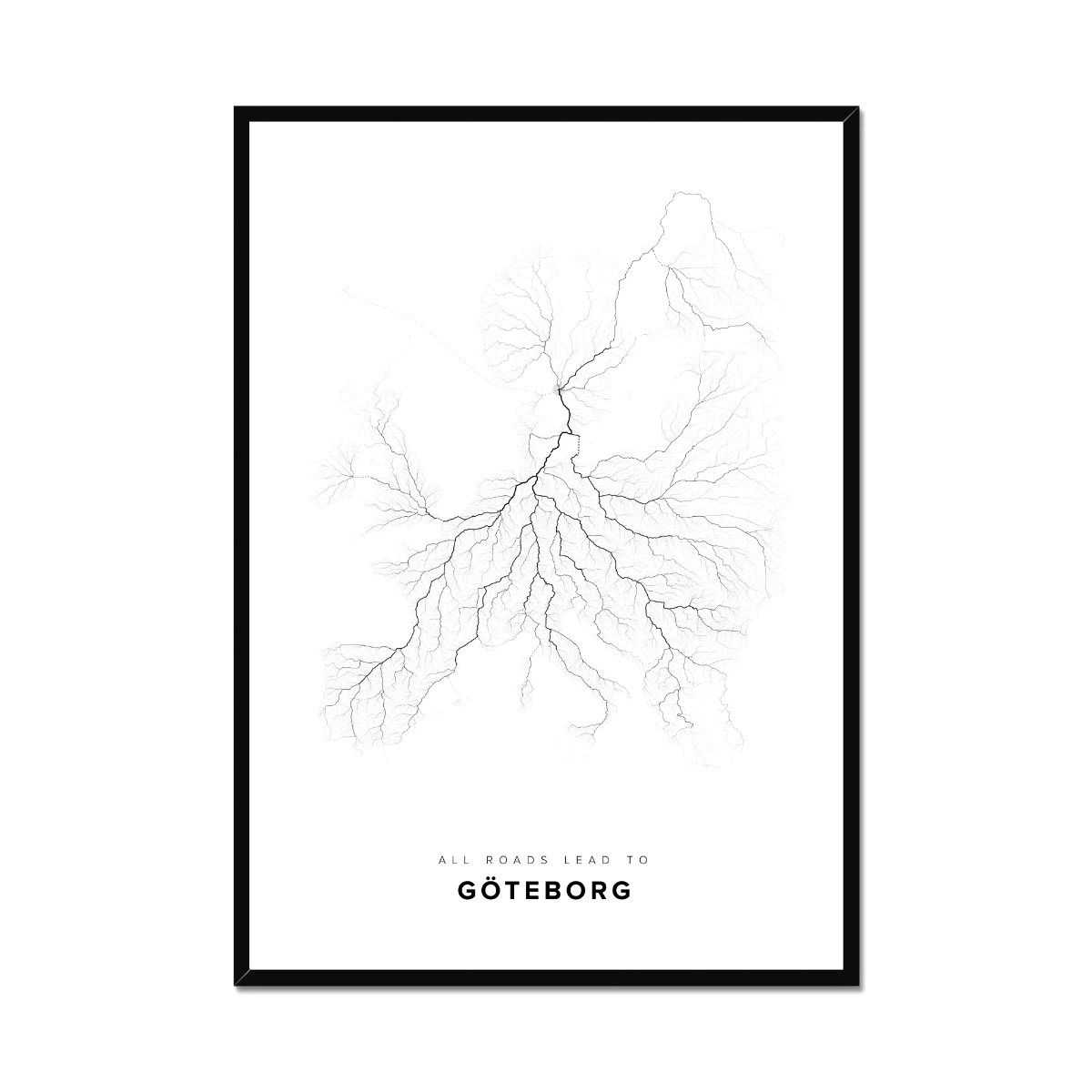All roads lead to Göteborg (Sweden) Fine Art Map Print