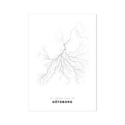 All roads lead to Göteborg (Sweden) Fine Art Map Print