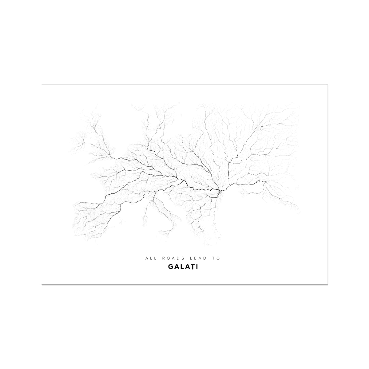 All roads lead to Galaţi (Romania) Fine Art Map Print