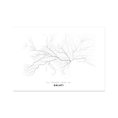 All roads lead to Galaţi (Romania) Fine Art Map Print