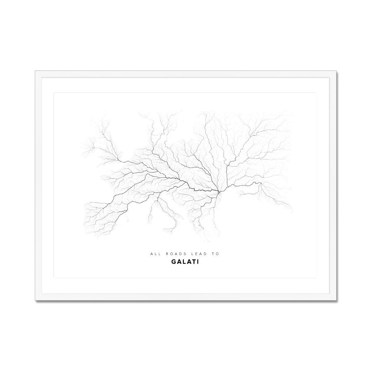 All roads lead to Galaţi (Romania) Fine Art Map Print