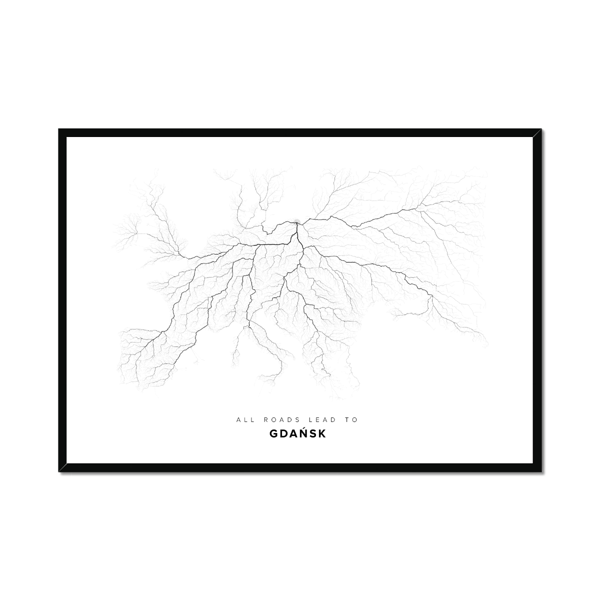 All roads lead to Gdańsk (Poland) Fine Art Map Print