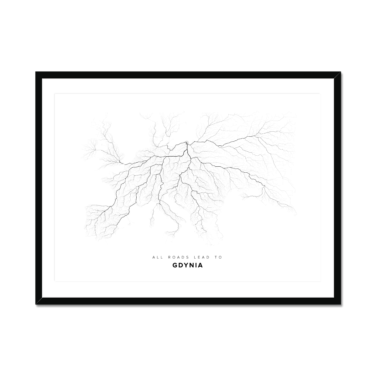 All roads lead to Gdynia (Poland) Fine Art Map Print