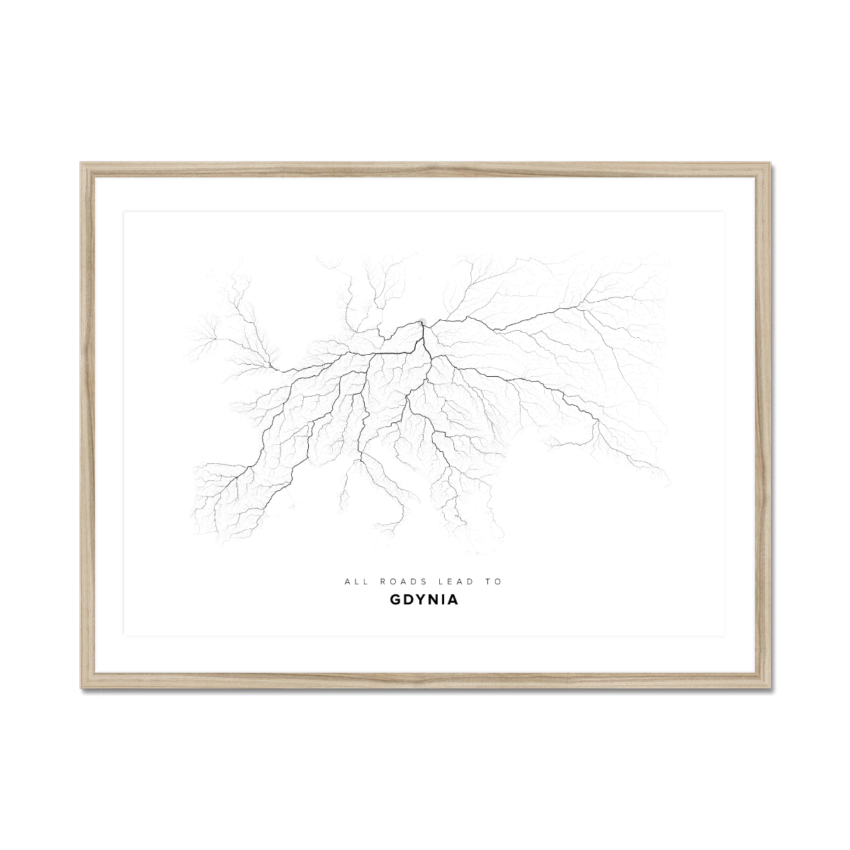 All roads lead to Gdynia (Poland) Fine Art Map Print