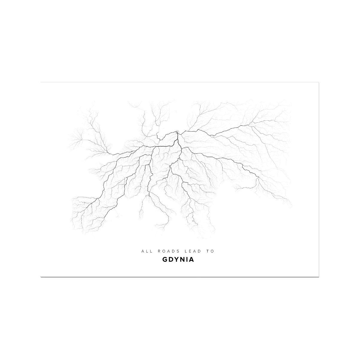 All roads lead to Gdynia (Poland) Fine Art Map Print