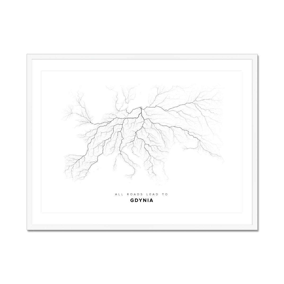 All roads lead to Gdynia (Poland) Fine Art Map Print