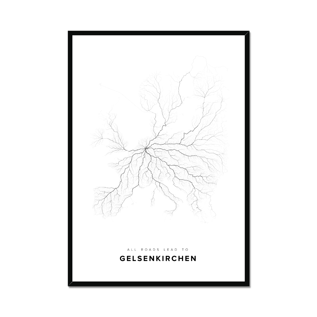 All roads lead to Gelsenkirchen (Germany) Fine Art Map Print